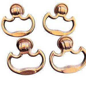 Set of 4 Late 20th Century Brass Cabinet/Drawer Pulls 2.25X2.5” Replace Upcycle